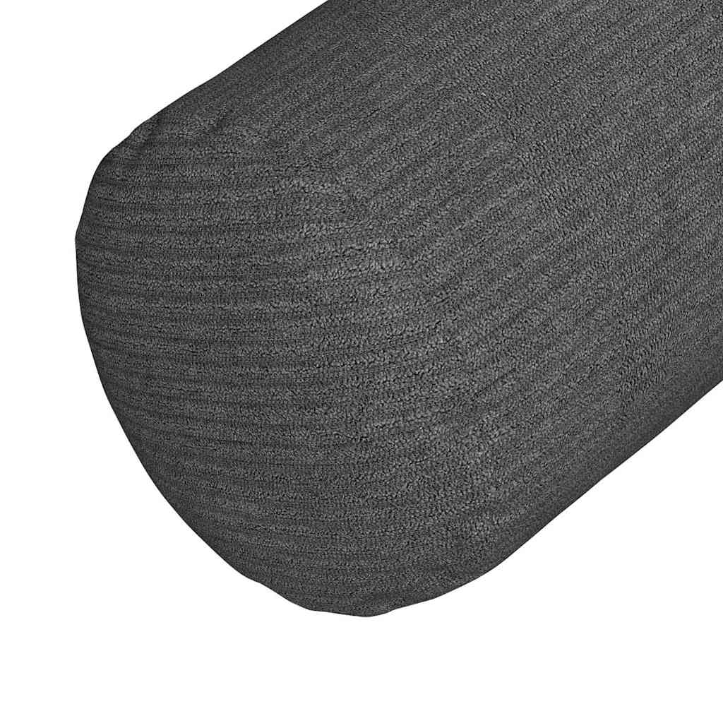 Bolster Pillows 2 pcs Dark Grey Ø 15 x 40 cm Corduroy Fabric